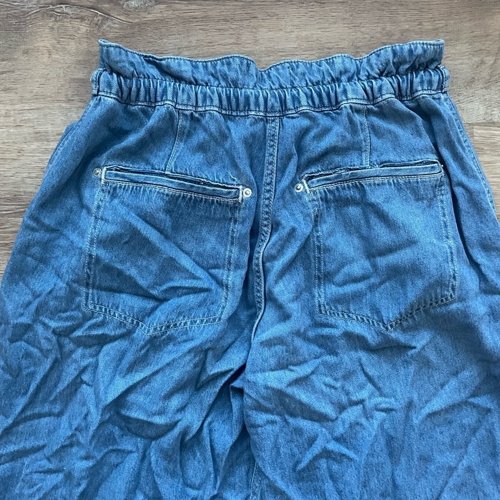 We The Free by Free People boho Denim Wide Leg Pants Rope Drawstring S - Picture 8 of 8
